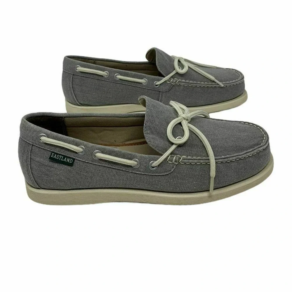 Eastland Yarmouth Gray Canvas Men's Boat Shoes 10.5 D
